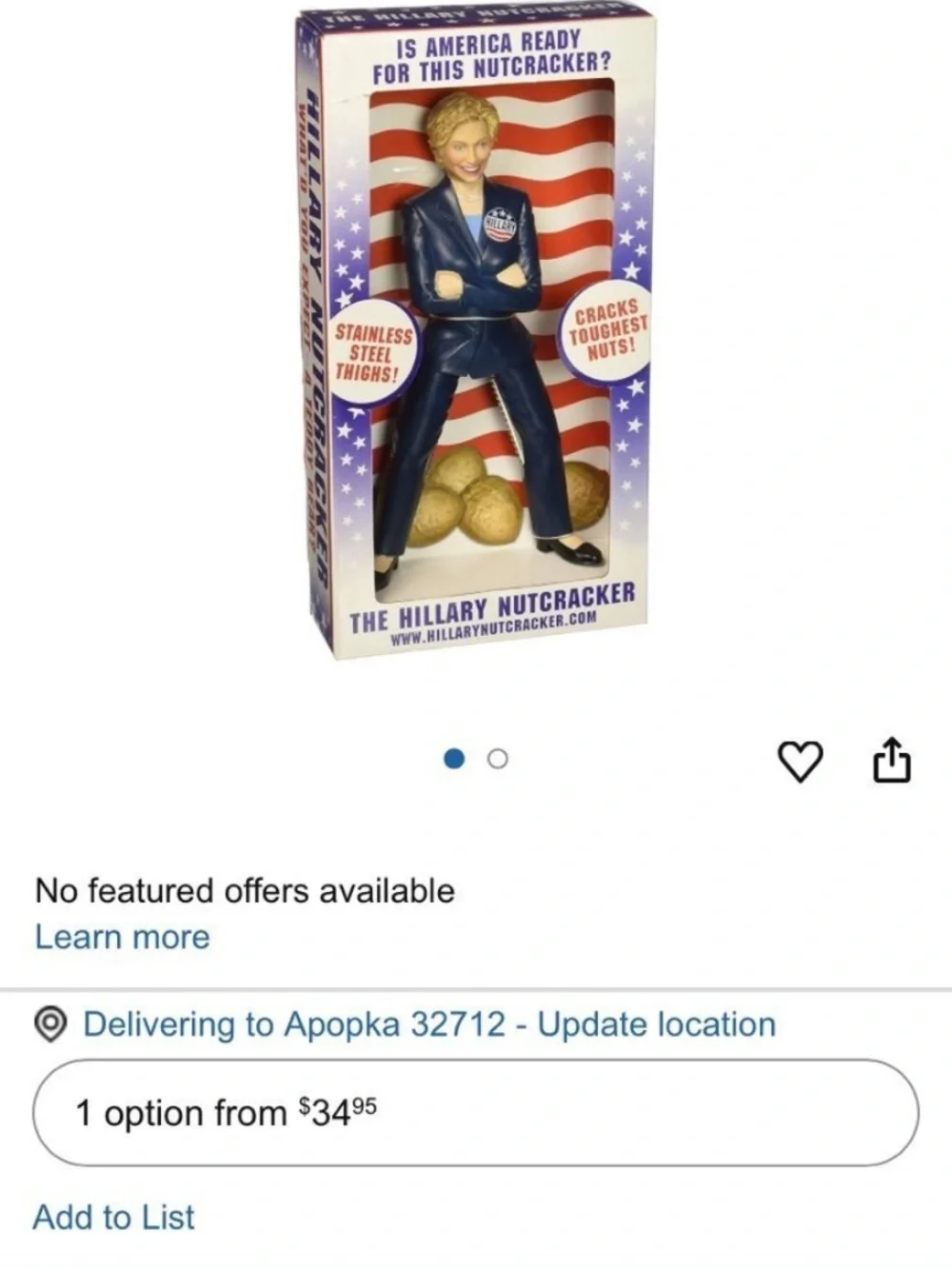 Hillary Clinton Nutcracker: for the friend with a sense of humor!